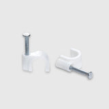 Circle Cable Clips with Metal Nails Multiple Size White Color