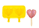 Silicone Candy Mold 2 Cavities 3D Heart - Pinata Heart Shape Ice Pop Molds Cakesicle and Popsicle Mold for Making Ice Creams and Desserts